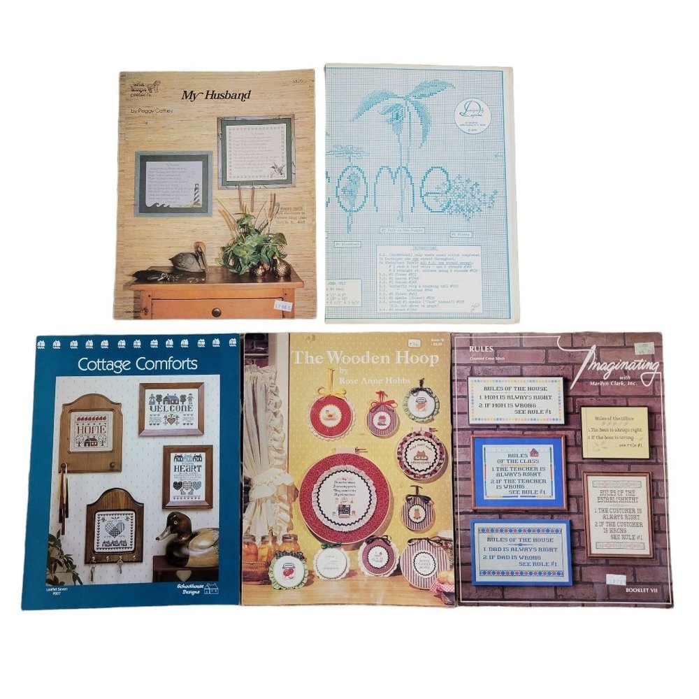 Needlepoint Cross Stitch Pattern Booklets My Husband Wildflower Rules Lot Of 5